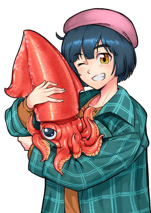 友人のいか山田さんからの依頼で描いた
オリーブ女子とソデイカです。 