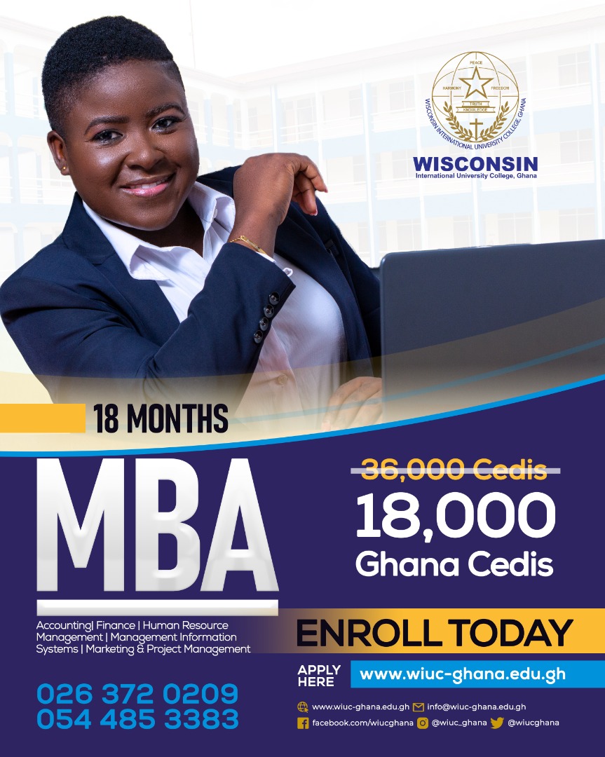 WIUCGHANA's tweet photo. WIUC-Ghana has reviewed its MBA fees downward by a whooping 50% from GHS 36,000 to GHS 18,000. The reduction in fees is part of measures by the University aimed at mitigating the economic hardship on students.

#wisconsingh #mba #graduatestudies #masters #Promotion #discounts https://t.co/nr3vPjykLh