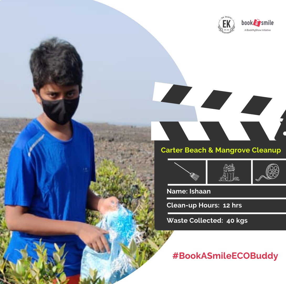 Our #bookASmileECOBuddy for the week. Sagar and Ishaan with their persistent efforts every Saturday are saving our ocean from so much plastic waste @BookASmileIndia