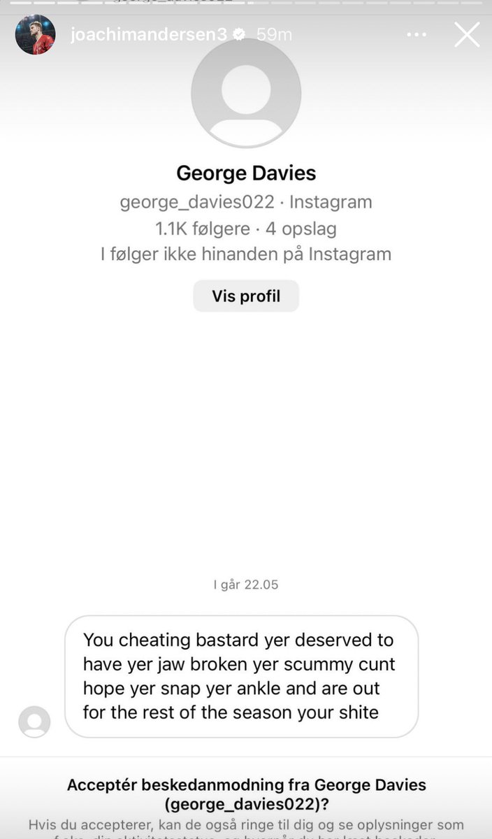 OptimisticIron's tweet photo. Just a sample of the Liverpool fans in Andersen’s DMs… about time @instagram took some responsibility https://t.co/Yz7GVGPRIN