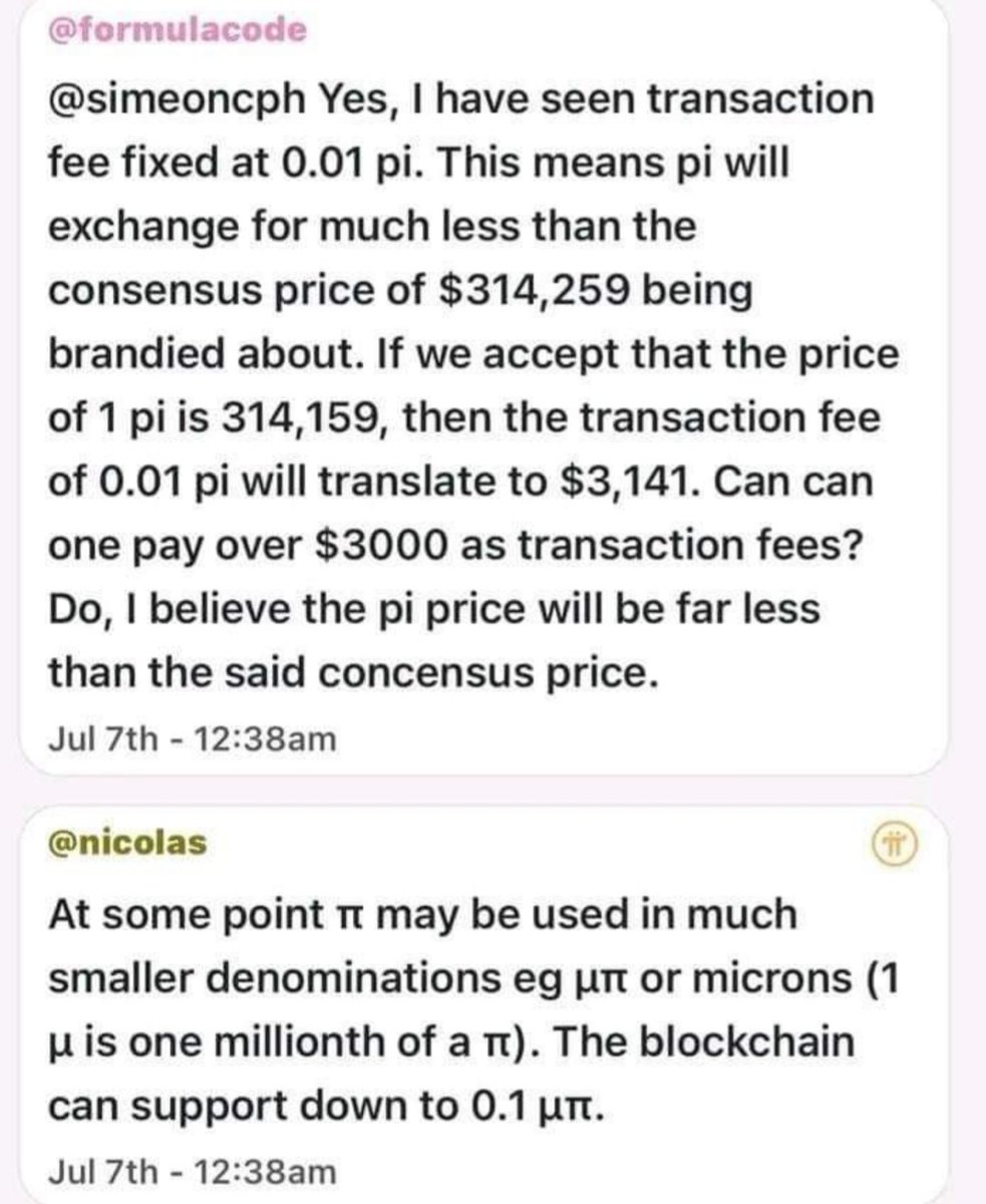 hi2source's tweet photo. At some point π may be used in much smaller denominations eg μπ or microns ( 1 μ is one millionth of a π). The Blockchain can support down to 0.1 μπ. @nkokkalis @PiCoreTeam #PiTransactionFee #PiPayments #PiCoin #PiNetwork #PiMainnet #Cryptocurrency #PiNetworkGlobal https://t.co/WQRgLoKJjw