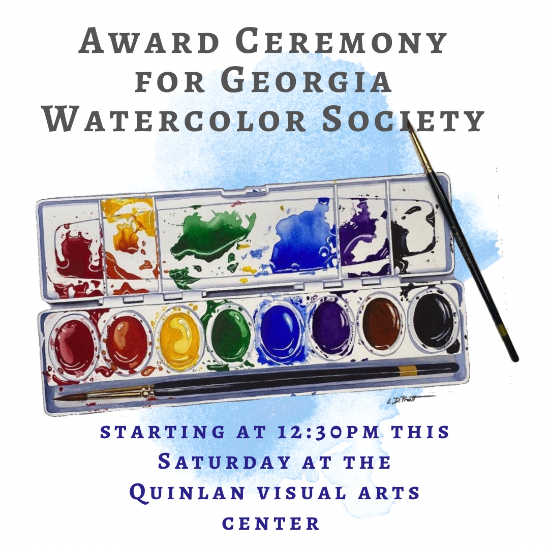 Are you stumped on how to paint reflective surfaces in watercolor? Experience a FREE demo with Georgia Watercolor Society artist Lynn Pratt at 10:30 this Saturday! Stick around after 12:30 for the GWS Award Ceremony 🥇