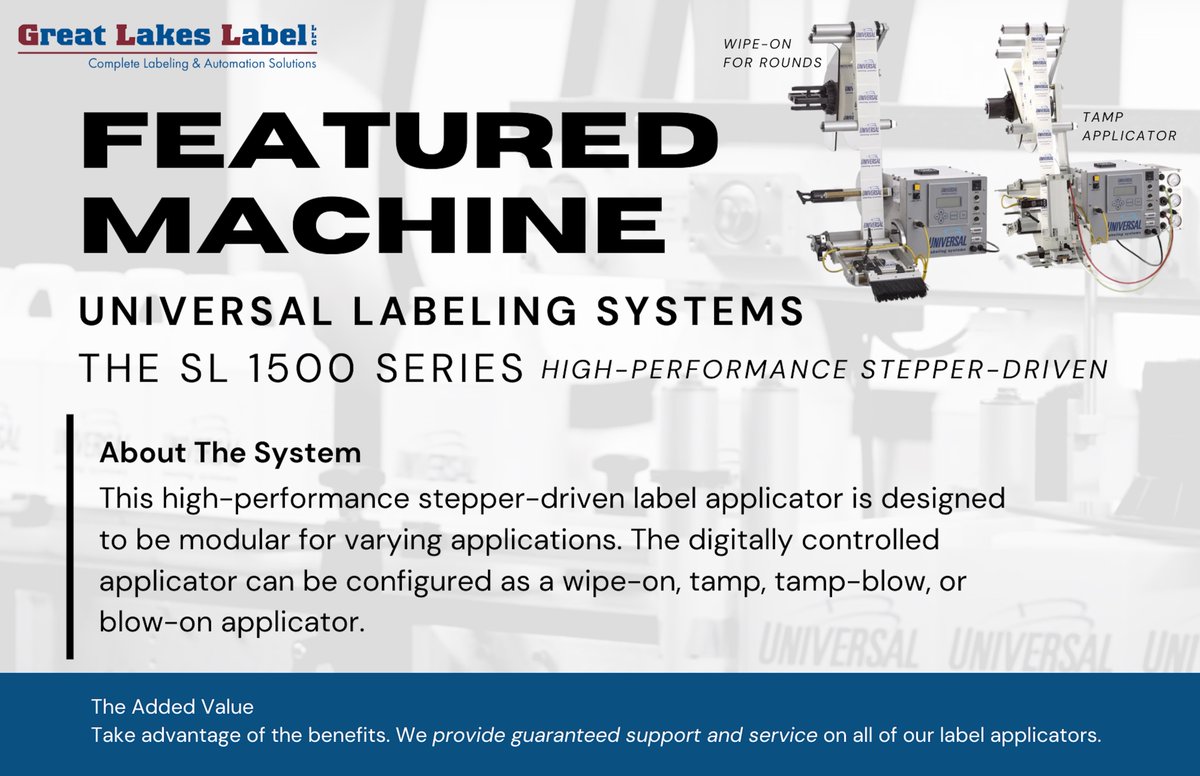 Have you seen our #FeaturedMachine for the month of #August yet? 

We are featuring "The SL 1500 Series" by Universal Labeling Systems! 

 • #labelautomation #printandapply #labeling #tamp #universallabeling #productlabel •