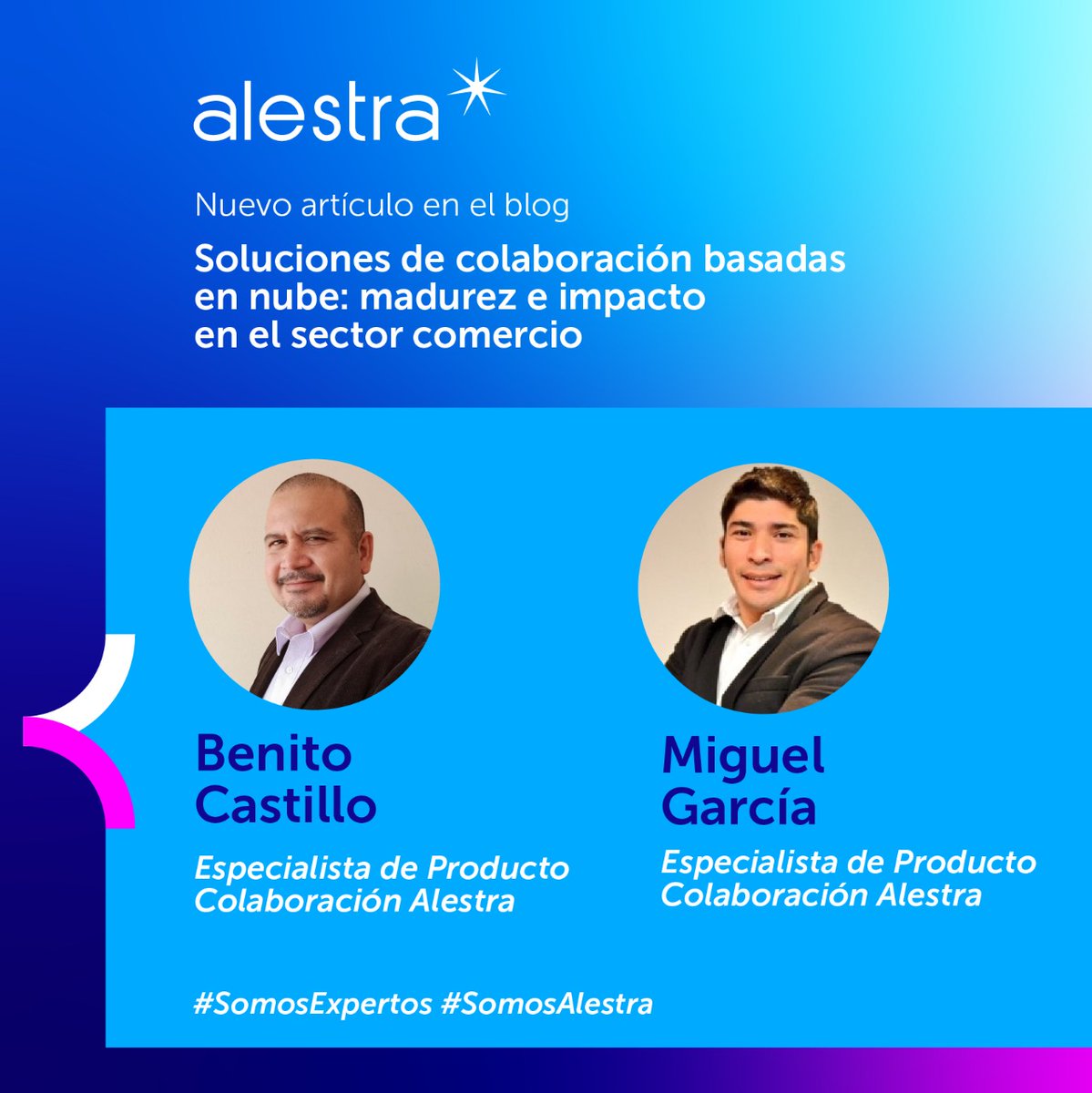 Alestra_MX's tweet photo. Hoy, en Martes de #BlogAlestra, nuestros expertos Benito Castillo y Miguel Ángel Uscanga nos explican cómo han madurado las soluciones de #colaboración y los cambios que ha sufrido el sector #comercio.
No te lo pierdas, da clic aquí 👉 https://t.co/ZxKrLIOpfW
.
#SomosExpertos https://t.co/PJ1f5XXuIS