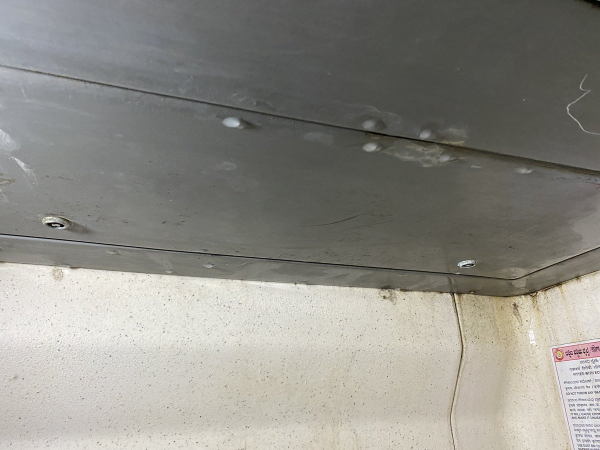 b540's tweet photo. @AshwiniVaishnaw @RailMinIndia @IRCTCofficial @propgt14 State of #Toilet in train number 16525 Tvm Blr. Also swarming with #cockroaches in the AC comptmt. Water #leaking from above and below. Please instruct it to be fixed. #Cleanliness has to be priority. https://t.co/rprLL6BQrv