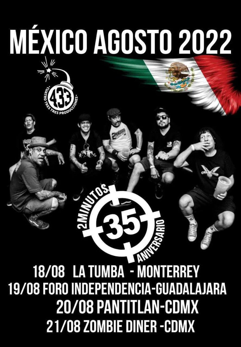 tiemporegionl's tweet photo. #CONCIERTOS | 🇦🇷👊 ¡ @los2minutos en @LaTumbaMty ! 👊🇦🇷 Este JUEVES 18 de AGOSTO festeja sus 35 años 🎸 Grupos invitados: #TheVictims , #Incidente y #NONEIM 🎸 Boletos AQUÍ 👉👉 https://t.co/TVbVuSQr8H
 🎟
#TiempoRegio #Comparte #2minutos #latumba #barrioantiguo #monterrey https://t.co/Tnm0E7CLKG