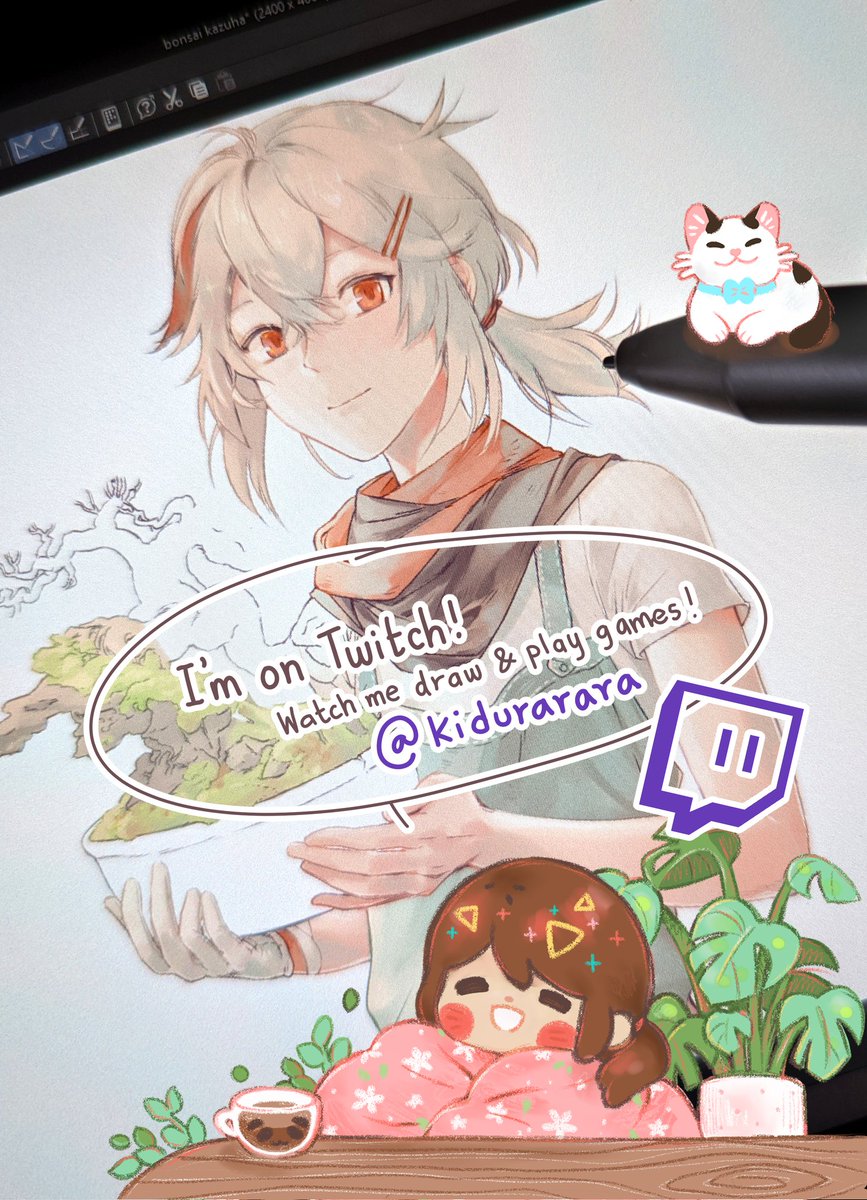 Bring a comfy blanket and join me on Twitch sometimes!

I'm just starting out on there, but I'd appreciate any support to help me get going!
(So far I'm drawing digitally on there, I'm saving up for a camera so I can stream my watercolours)

Link to Twitch is in my bio 💞