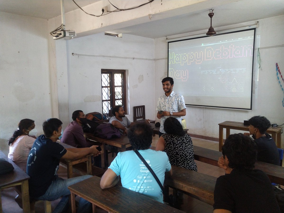 DebianIndia's tweet photo. @Debian Day event at Thrissur, Kerala. Happy Birthday Debian !

#DebianDay2022 #DebianDay https://t.co/UN0xHPafZJ