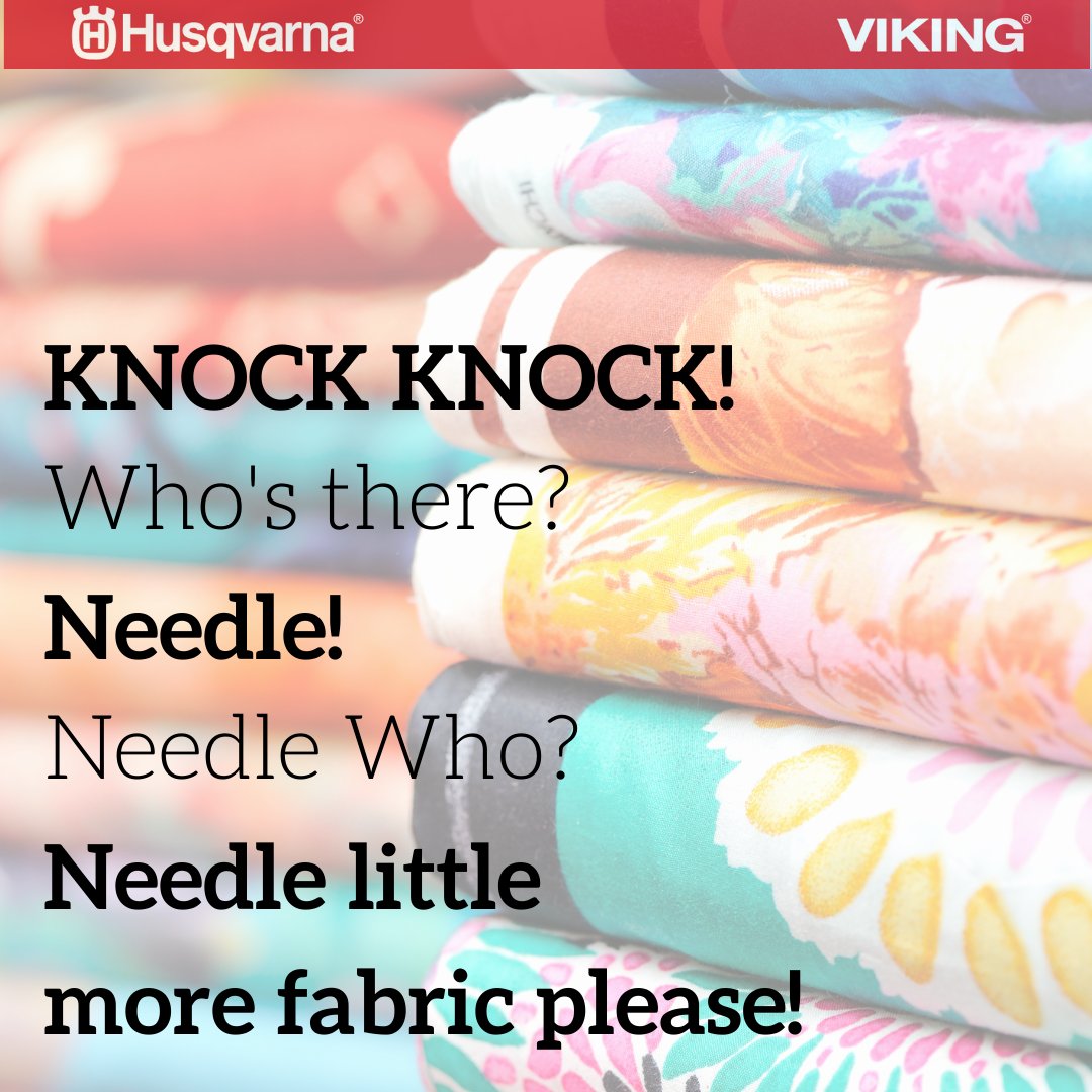 HusqvarnaViking's tweet photo. We couldn't let #NationalTellAJokeDay pass by without sharing a sewing laugh! 😆 https://t.co/JRAwE1dItg