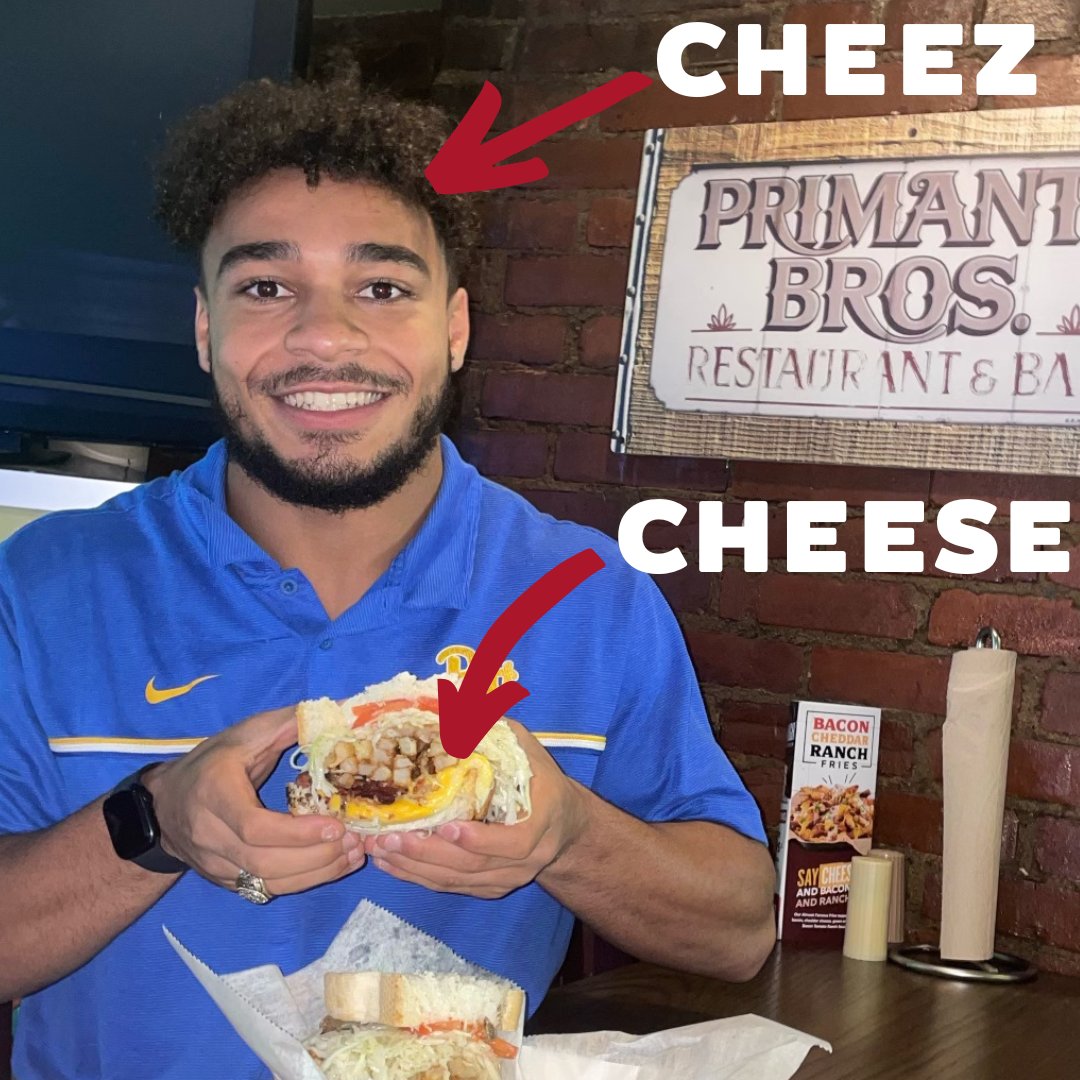 primantibros's tweet photo. We just introduced the Cheese Lovers Sandwich and now we're pleased to bring you even more Cheez content! Meet our newest Primanti Bros Official Athlete - Pitt wrestler Dazjon "Cheez" Casto!  Looking  forward to @DazjonC's #legendairy season!

#PrimantiBrosOfficialAthlete #H2P https://t.co/k1b6AHxKtN