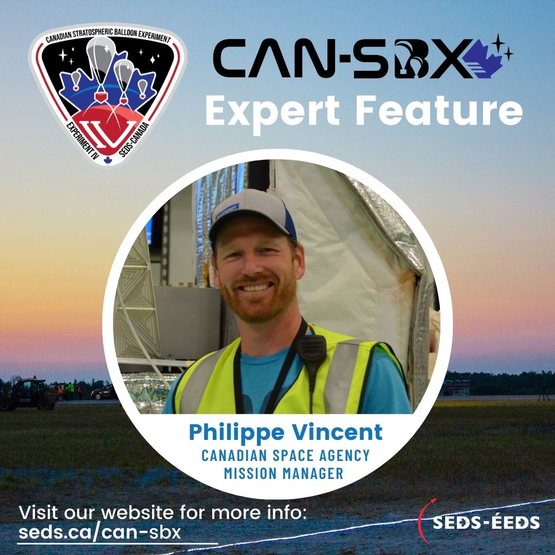 sedscanada's tweet photo. Today we’re featuring our @csa_asc expert, Philippe Vincent, who's making our CAN-SBX competition to launch student payloads on high-altitude balloons possible! #cndspace https://t.co/rxHrUfRevq