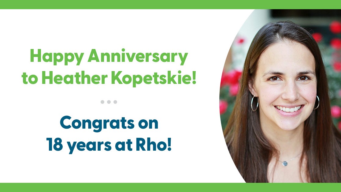 rhoworld's tweet photo. Congratulations to Senior Director, Biostatistics Heather Kopetskie on her Rho #workaversary! Heather, we are so grateful for your contributions over the past 18 years, and we look forward to seeing you continue to grow and excel in the years to come. #LifeAtRho https://t.co/XWYfqysnFZ