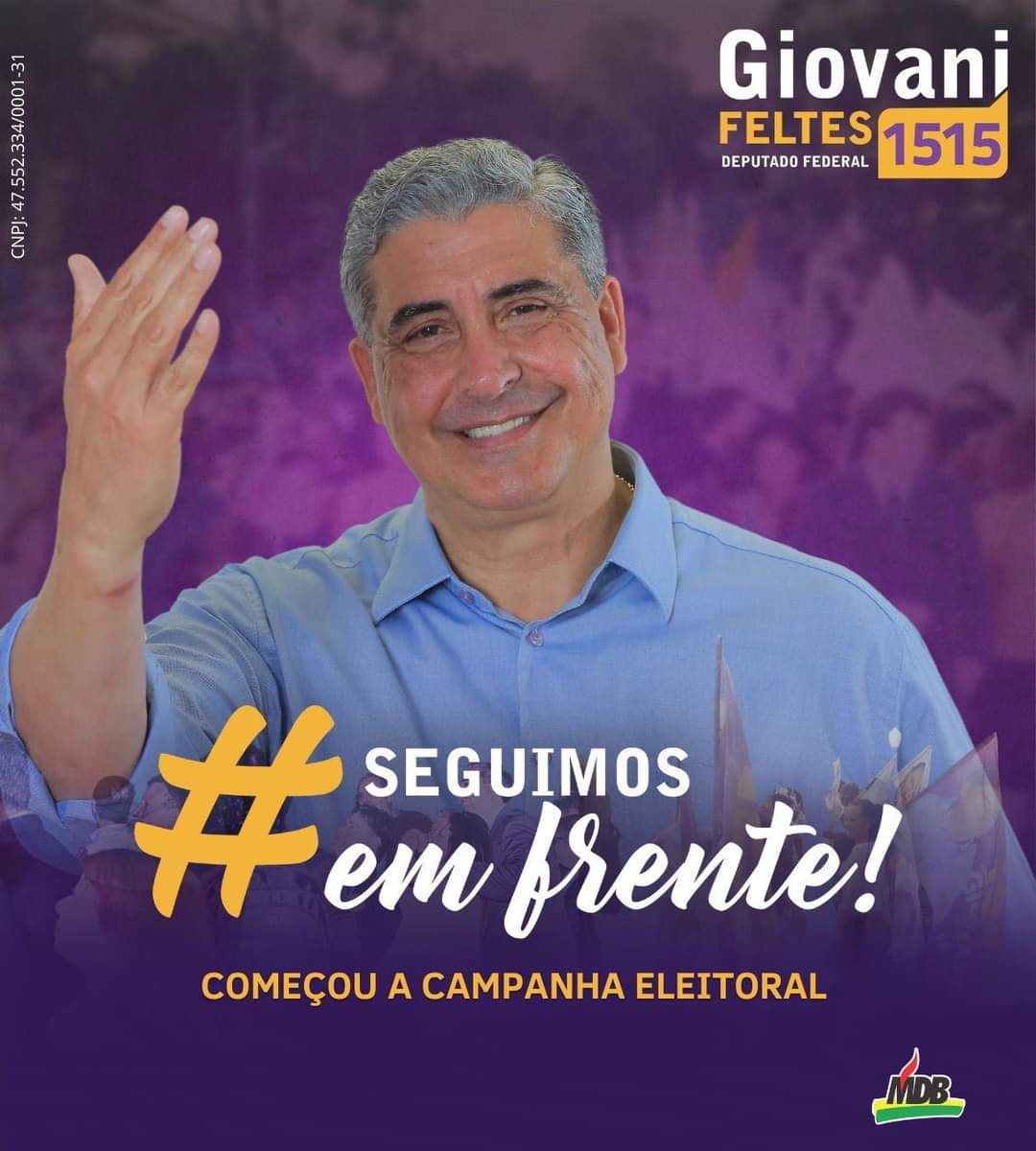 GiovaniFeltes's tweet photo. Começa, hoje, mais uma caminhada rumo ao nosso futuro. Nos próximos 45 dias, quero mostrar pra ti, tudo que fizemos juntos nesses últimos quatro anos como deputado federal. Período que foi um dos mais difíceis da nossa história, mas que estamos superando e retomando o crescimento https://t.co/j5lGr2p2lf