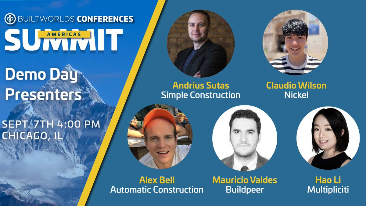 BuiltWorlds will host a Demo Day featuring the 2022 Formwork Labs cohort at the Americas Summit. The c-suite-packed audience will hear from Nickel, Multipliciti, Simple Construction Software, Buildpeer, and Automatic Construction.

builtworlds.com/event/2022-ame…