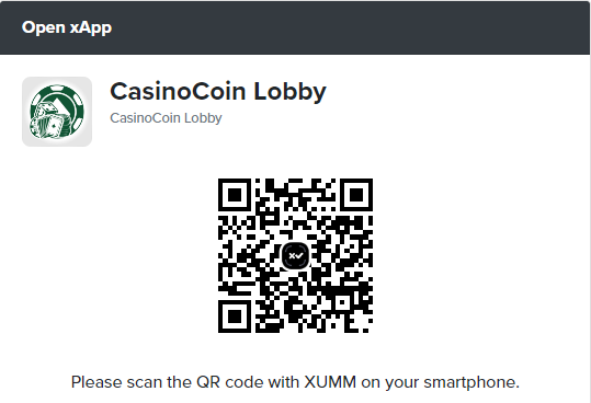CasinoCoin's tweet photo. Casino #4 means we officially have one full page in the CasinoCoin Lobby. 🥳

How to Onboard:
1) Download XUMM Wallet, then install it and create an account. https://t.co/4cqUHdM81r

2) Set your CasinoCoin Trustline.

3) Find and click 'more xApps' -or- scan the attached QR Code. https://t.co/AXdryrC4VX