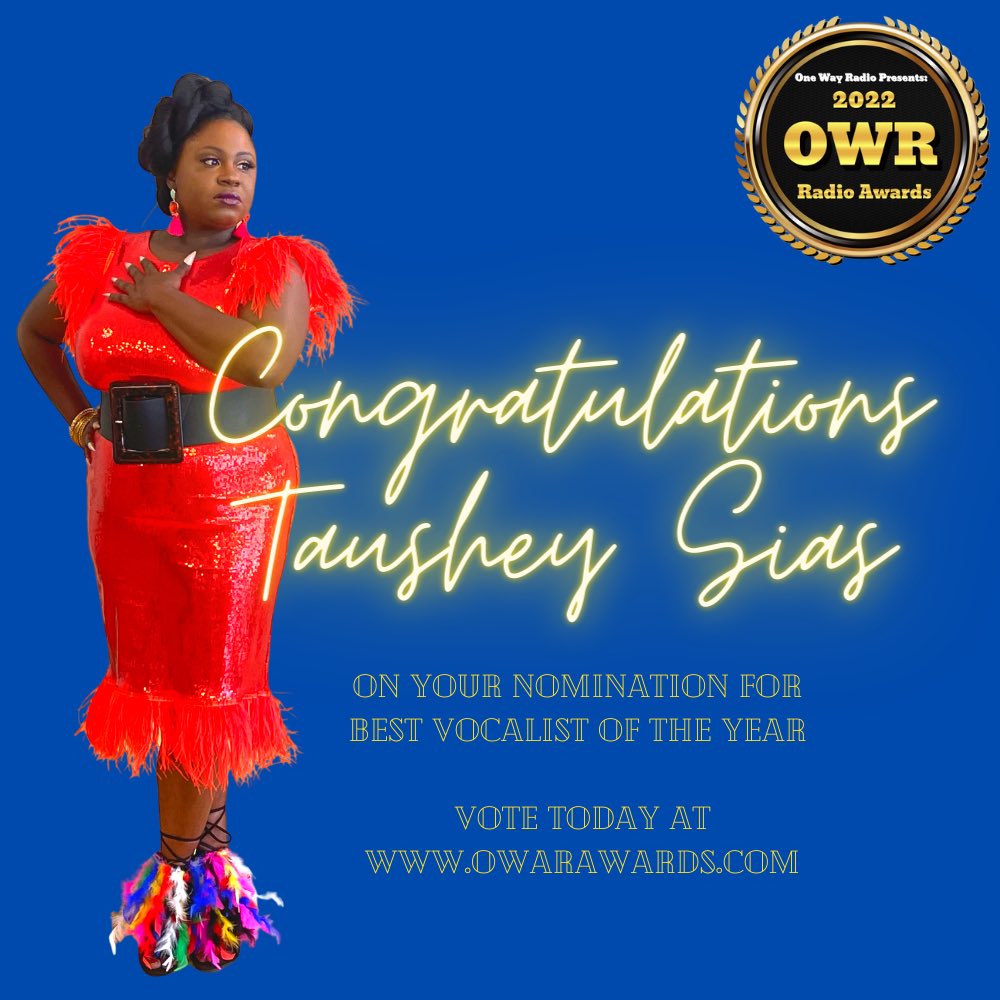 Woke up this morning and had no idea I was nominate for “Best Vocalist of the Year” for the One Way Radio Awards

You can vote for me at owarawards.com now until September 5th!!

Thanks to whoever nominated me!  I appreciate you!