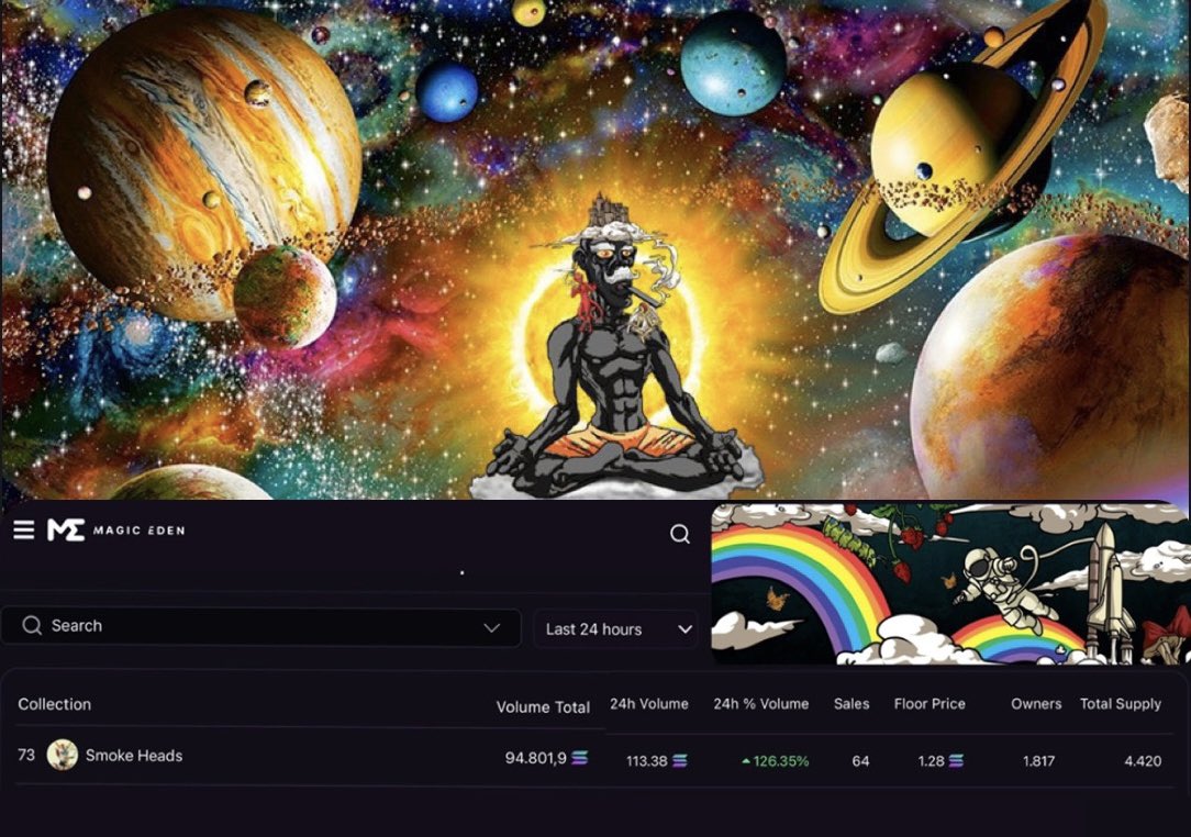 Mostafa7rahimi2's tweet photo. What A Day For @smokeheadsnft 🤯🚀🚀🚀

🍀Total Volume Want To Kiss 100,000 Sol 🔥🔥🔥
🍀24H % Volume Increased 126% 🔥🔥
🍀64 Sales Last 24H
🍀We Are So Close To 1473 Loyal Legendaries 💚💚💚 

Best Ever Community 💚💚💚
#SmokeFamily 
#SmokeOnlyRises 
#WonderPuff 💨💨 https://t.co/4L7vSlQ2Ae