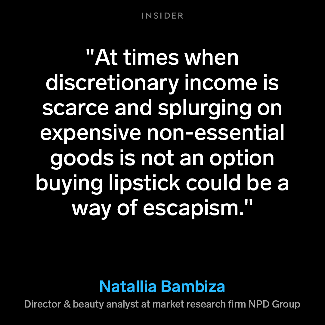 According to the lipstick index, a rise in makeup sales can be an