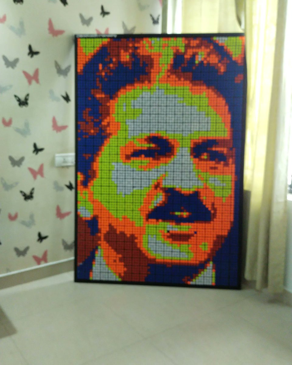 MAdvaidh's tweet photo. Here is a sweet surprise to Sir @anandmahindra all the way from Kerala.A Rubik's cube Mosaic art created using 600 Rubik's cubes!I'm Advaidh Manazhy a student of Bhavans Adarsha Vidyalaya,Kochi.
Video Link : https://t.co/zEPZiGg9GZ

@MahindraRise 
@tech_mahindra 
#AnandMahindra https://t.co/cUu1k3ypXE