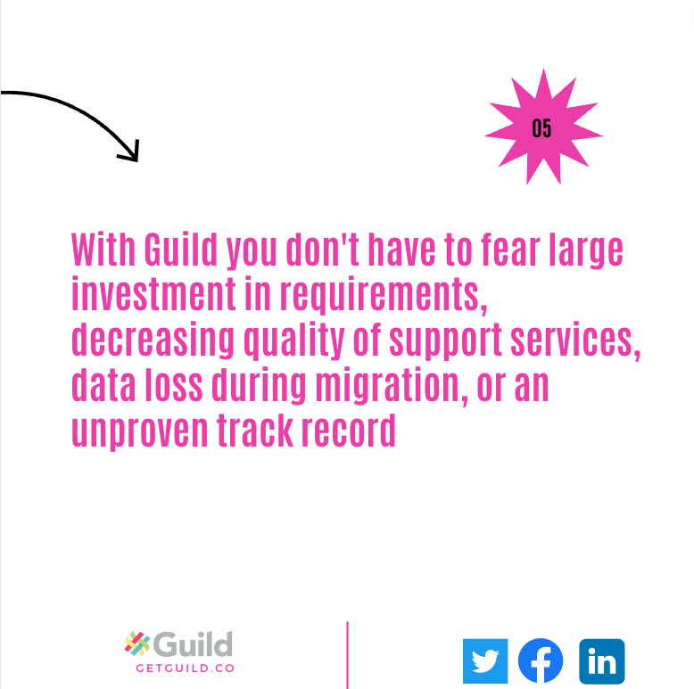 With all the reasons you should be switching to Guild, we can make it easier by easing a few common fears..
 #whatmakesusdifferent
#regulatorymanagmentsoftware
#associations #membershipmanagement