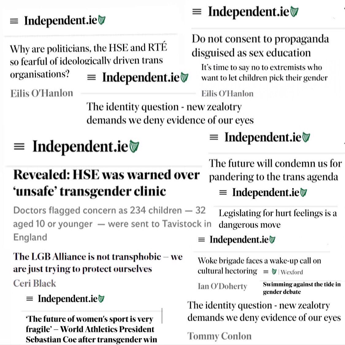 The Irish Independent has been on an anti-trans crusade lately Between spreading incredibly harmful misinformation about the Travistock report, to calling objective LGBTQIA+ sex education “propaganda”, to claiming “the future will condemn us for pandering to the trans agenda"