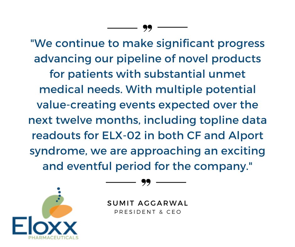 The second half of 2022 is shaping up to be very busy. Read this week's press release reporting Q2 financial &amp; operating results and a business update. investors.eloxxpharma.com/news-releases/… #RareDisease #cysticfibrosis #alportsyndrome
