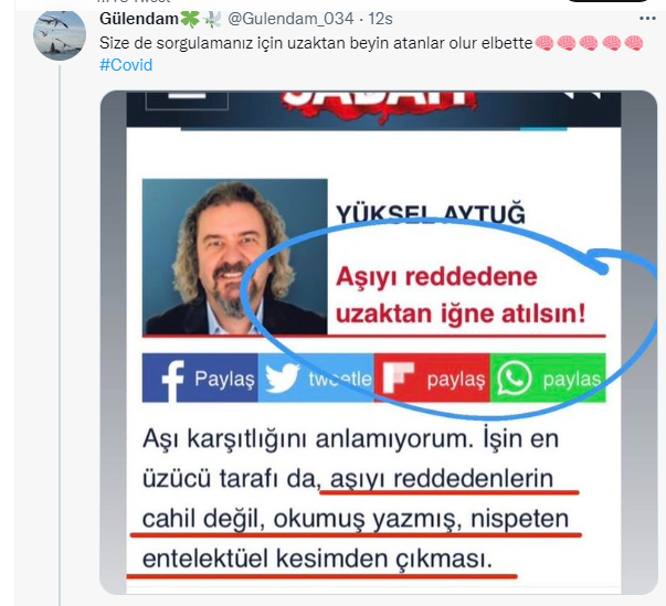 drahmetrasim's tweet photo. Yüksel Aytuğ, "Aşıyı reddedene iğne atılmalı" fikrinde ısrar ediyor mu, açıklama bekliyorum. 
Öyle millete iğne attırıp kaçmak olmaz! https://t.co/y5JF99jv9y https://t.co/kBLZOWOhEb