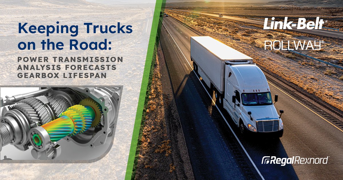 RegalRexnord's tweet photo. America depends on trucking, which means your trucks demand a reliable power transmission. Regal Rexnord’s power transmission analysis software calculates duty cycle gearbox life and reliability, helping you find the right bearing, every time. Learn more https://t.co/UkU7Lk4HIJ https://t.co/vMpbuJbffQ