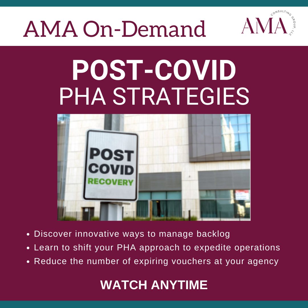 AMAConsulting_G's tweet photo. As many COVID restrictions and waivers are being lifted, PHAs are being overwhelmed with the amount of work that needs to be done. This webinar will help PHAs implement strategies to maintain productive operations post-COVID.

https://t.co/41ttBtlUiV https://t.co/TYv2TWSi46