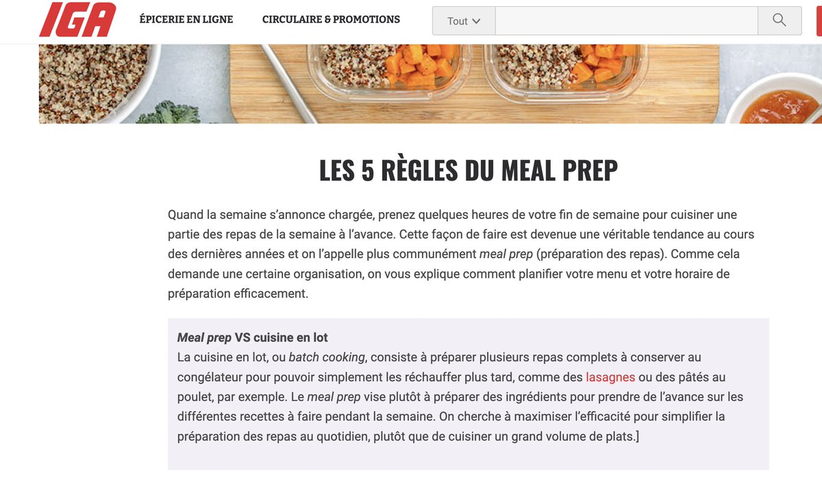 L'équipe de communication de IGA ne parvient pas à trouver des mots français pour parler de préparation de repas. 