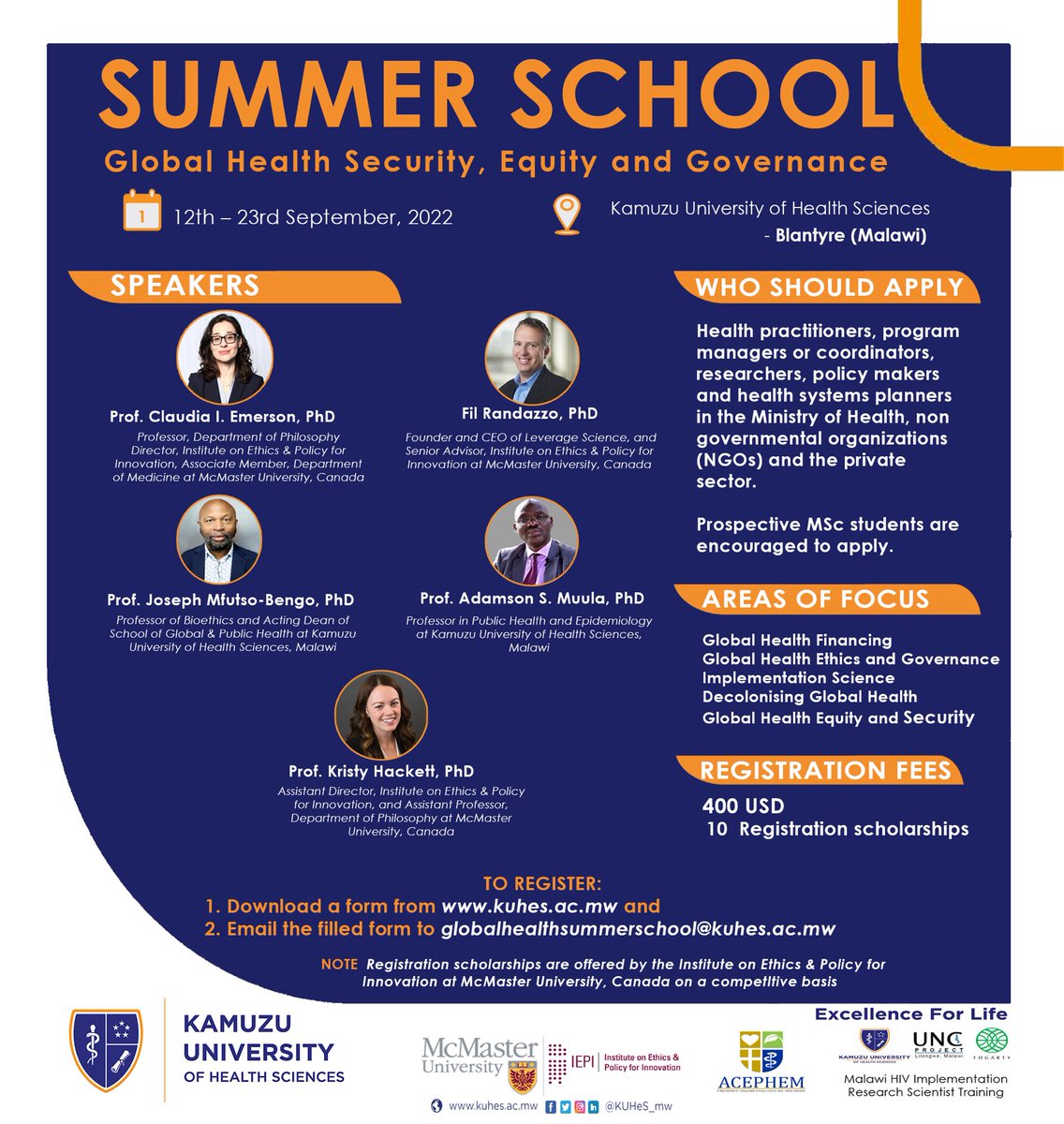 WJS_Nyangulu's tweet photo. Scholarships available for this exciting opportunity. ⁦@KUHeS_mw⁩ #GlobalHealth #Bioethics https://t.co/kynHygKfj3