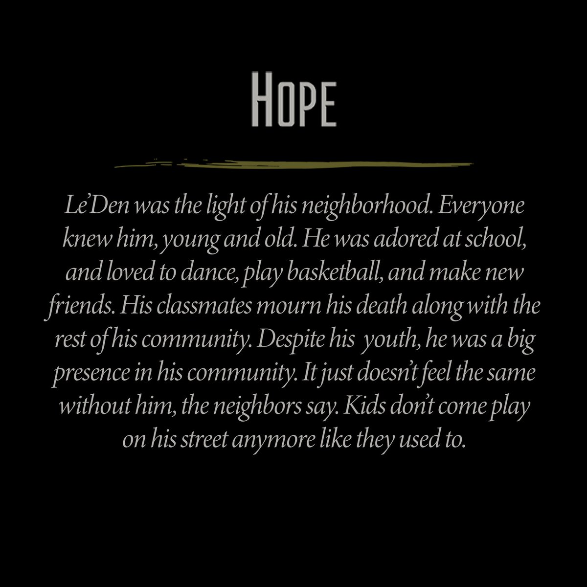 THJInitiative's tweet photo. Le'Den was only 12 years old when he was killed in a car accident caused by a questionable police PIT maneuver. https://t.co/c4r2TKXIza