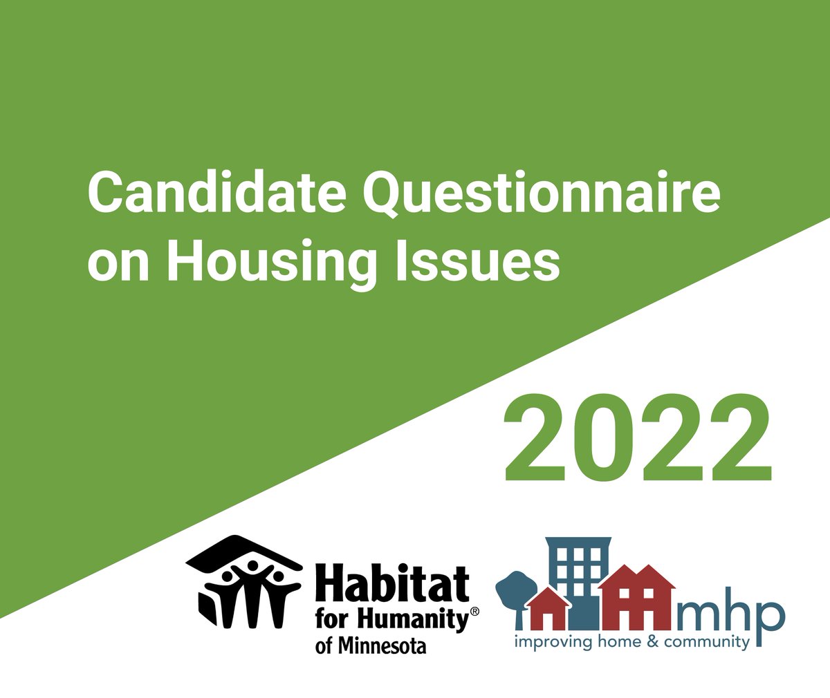 followmhp's tweet photo. 🗣🗳MHP & our friends at @HabitatMN have invited all candidates for #mnleg to complete a 2022 Candidate Questionnaire on Housing Issues. #2020HousingVotes
Read the responses as they come in: https://t.co/7RIVCytxqa https://t.co/Fqv5hhCqOO