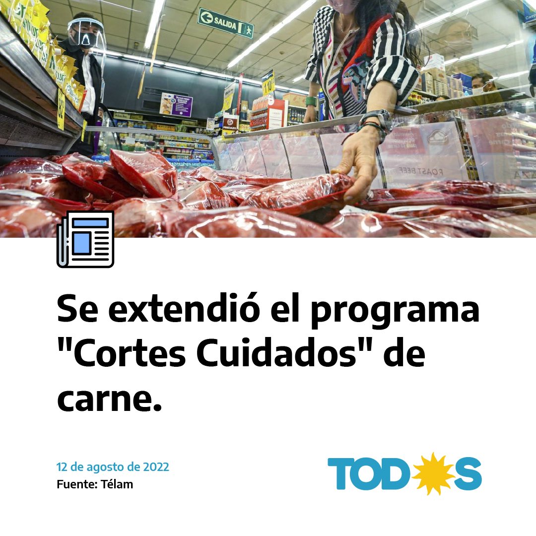 unionxlapatria's tweet photo. El Gobierno nacional extendió el programa "Cortes Cuidados". 🥩

✅ Incluye los cortes de carne más consumidos por los argentinos a precios de referencia por debajo de los del mercado. 🛒

✅ Estarán disponibles hasta el 7 de septiembre próximo. 🗓

🔗 https://t.co/AC0EsZ1ohf https://t.co/bfHYZXihjI