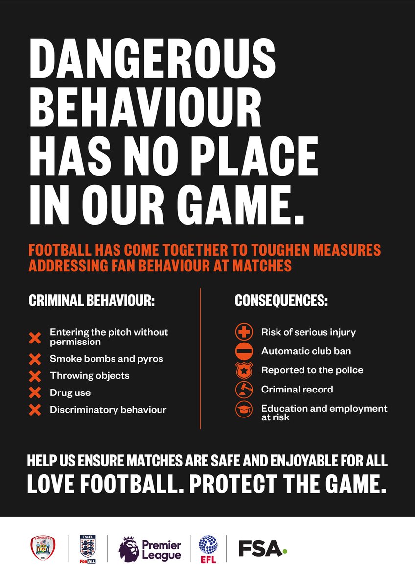 Please keep Oakwell a safe place for all. 

#LoveFootballProtectTheGame