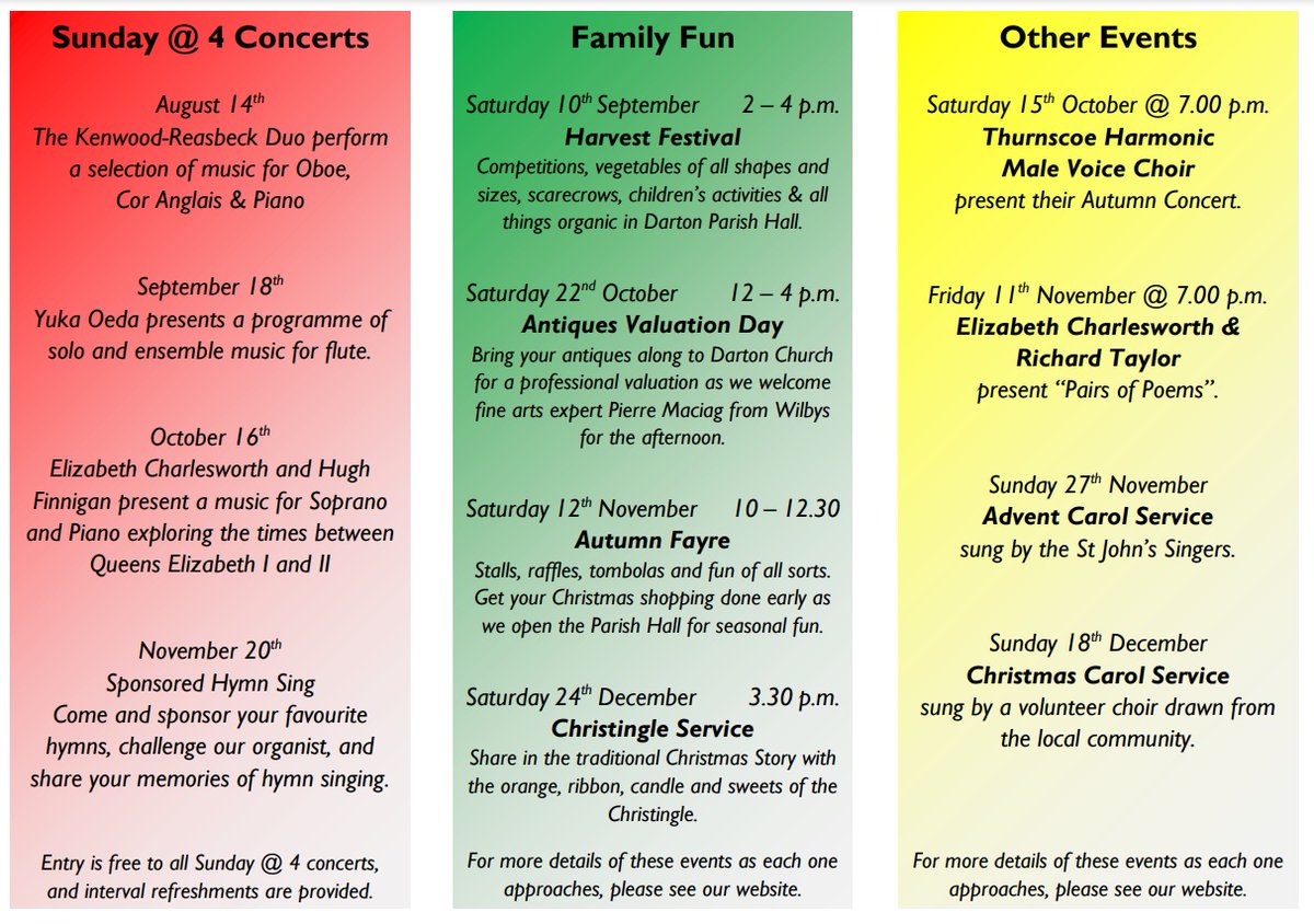 DandSChurch's tweet photo. Our "What's on" leaflet for Autumn has arrived for the Parish of All Saints', Darton. There's never been so much to be involved with, so do have a look and then come and join us for all we have planned. @LeedsCofE @churchofengland @Barnsleyis @ClassicalSheff @Barnsleymushub https://t.co/k1ziKoo9Hn
