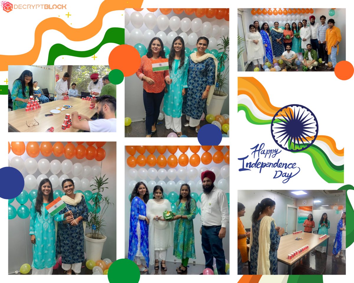 DecryptBlock's tweet photo. Today we cherish the ones who made our #independence possible. So we wish our corporates a very #HappyIndependenceDay 🇮🇳.

Decrypt Block celebrated #IndependenceDay and here is a glimpse of it. 📸

Happy Independence Day! 🎉🇮🇳 https://t.co/0RTsS1UNf5