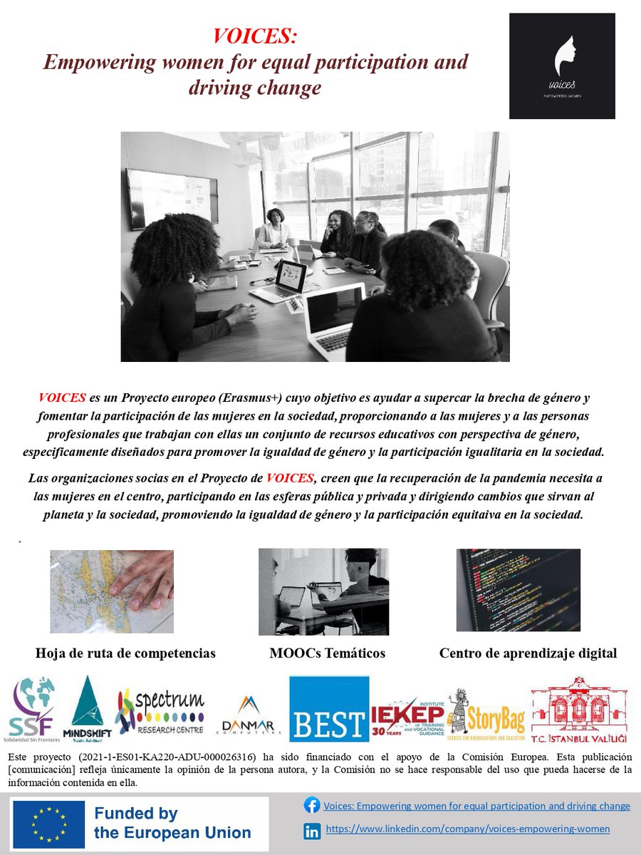 SSF_info's tweet photo. 📢​Con el proyecto VOICES queremos suprimir la brecha de género, promovemos la participación igualitaria y creemos en los cambios dirigidos por mujeres.​ 💪 

📲​Más información en FB y LinkedIn: VOICES - EMPOWERING WOMEN

#Igualdad #Empoderamiento https://t.co/CRl4YSeT3J