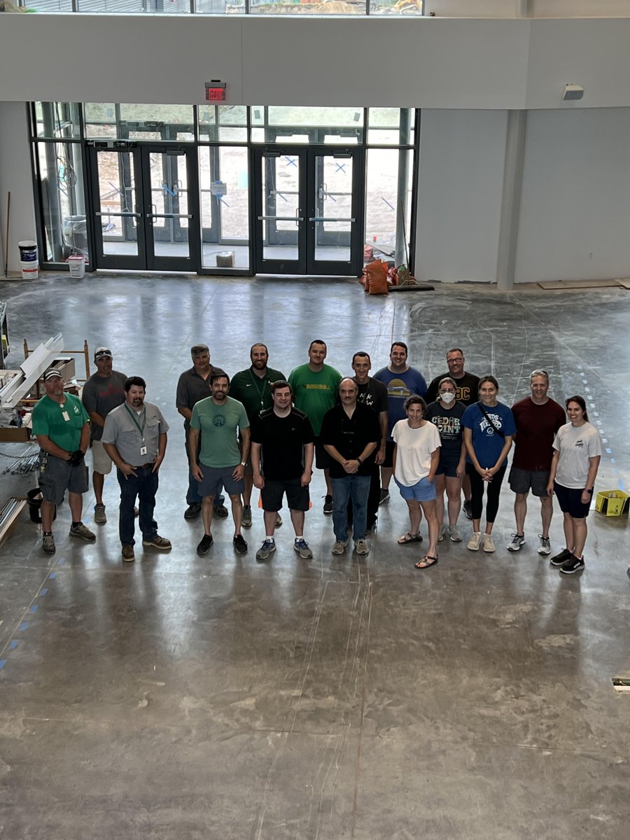 Countless individuals have worked to get the new building ready before the start of school in one week! These teachers and staff (and a few others not pictured) voluntarily held a 'moving party' to haul furniture up to the top floor with no elevator. They are so appreciated!