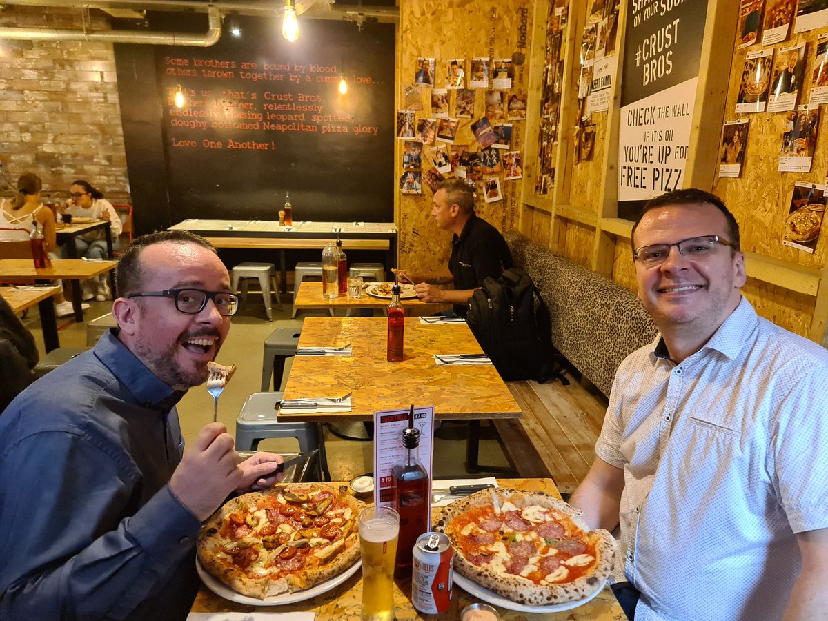 SDMoore77's tweet photo. The Moore bros enjoying a pizza at the #CrustBros in Waterloo Road https://t.co/P0lSN2ovzi