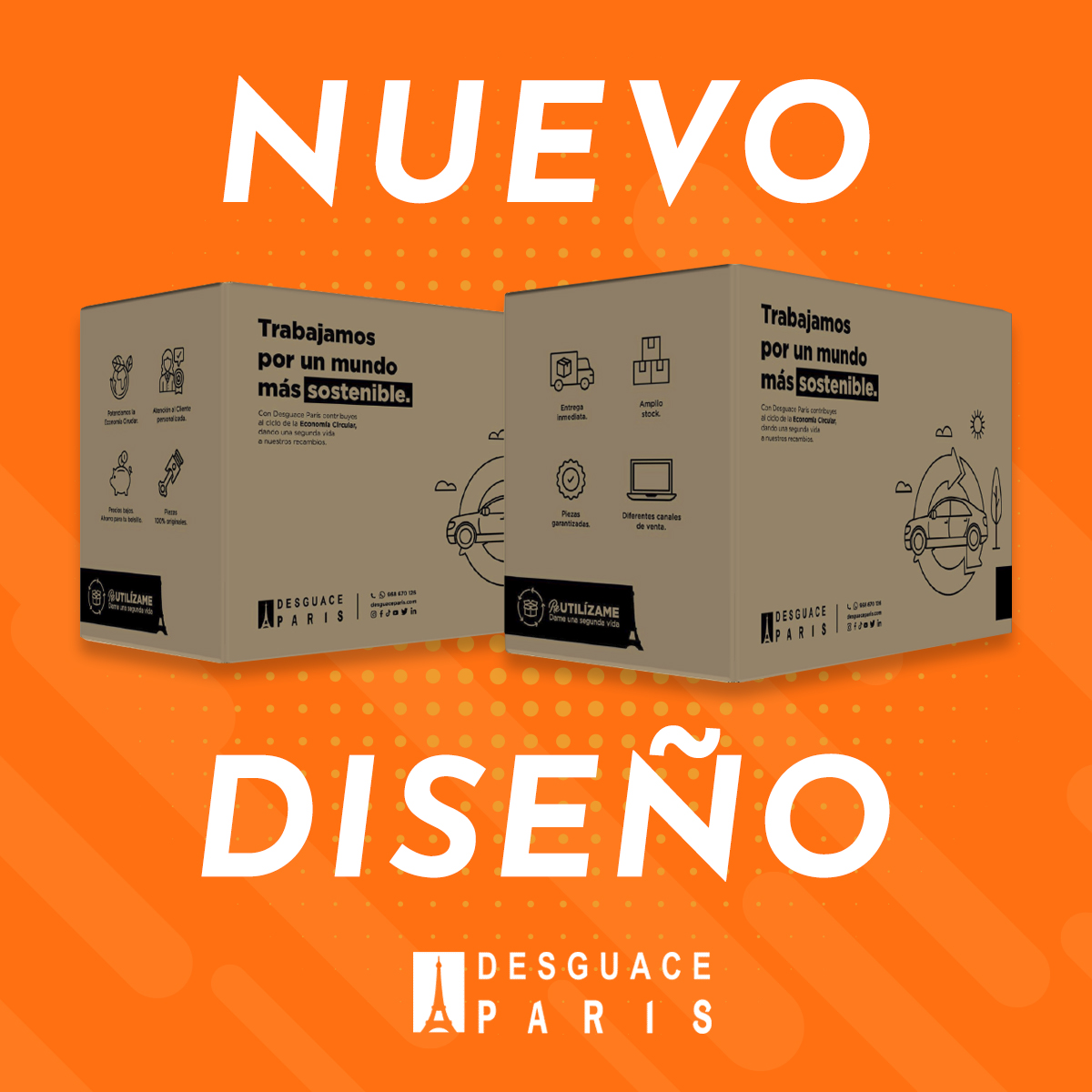 desguaceparis's tweet photo. Aprovechando el verano le hemos lavado la cara a nuestras cajas. 📦 Por supuesto, dentro de nuestro compromiso con el #medioambiente, seguimos apostando por dar siempre una segunda vida a nuestras piezas y embalajes. 
La #economiacircular es nuestra forma de vida. https://t.co/JGVHwoohLs