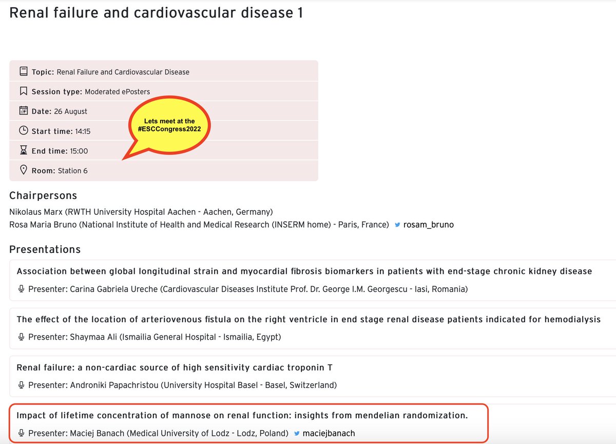 maciejbanach's tweet photo. Let's meet at the afternoon sessions Aug 26th. What do you know about #mannose? I tell you everything during my talk &amp; its role in# CKD. Or you'd like to see the results of the 1st #network #metaanalysis on lipid lowering properties of #nutraceuticals? #MeetAtESC #ESCCongress2022 https://t.co/oLaCtrdzfy