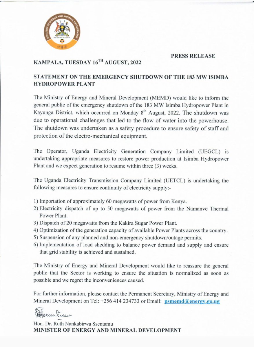 Ministry of Energy & Mineral Development tweet media