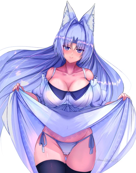 旅行に行った先で、幼馴染で婚約者な狐娘が俺を誘惑してくるんだが? #オリジナル #狐っ娘 #巨乳 #けもみみ #おっぱい #サマードレス #きつね耳 #たくし上げ  