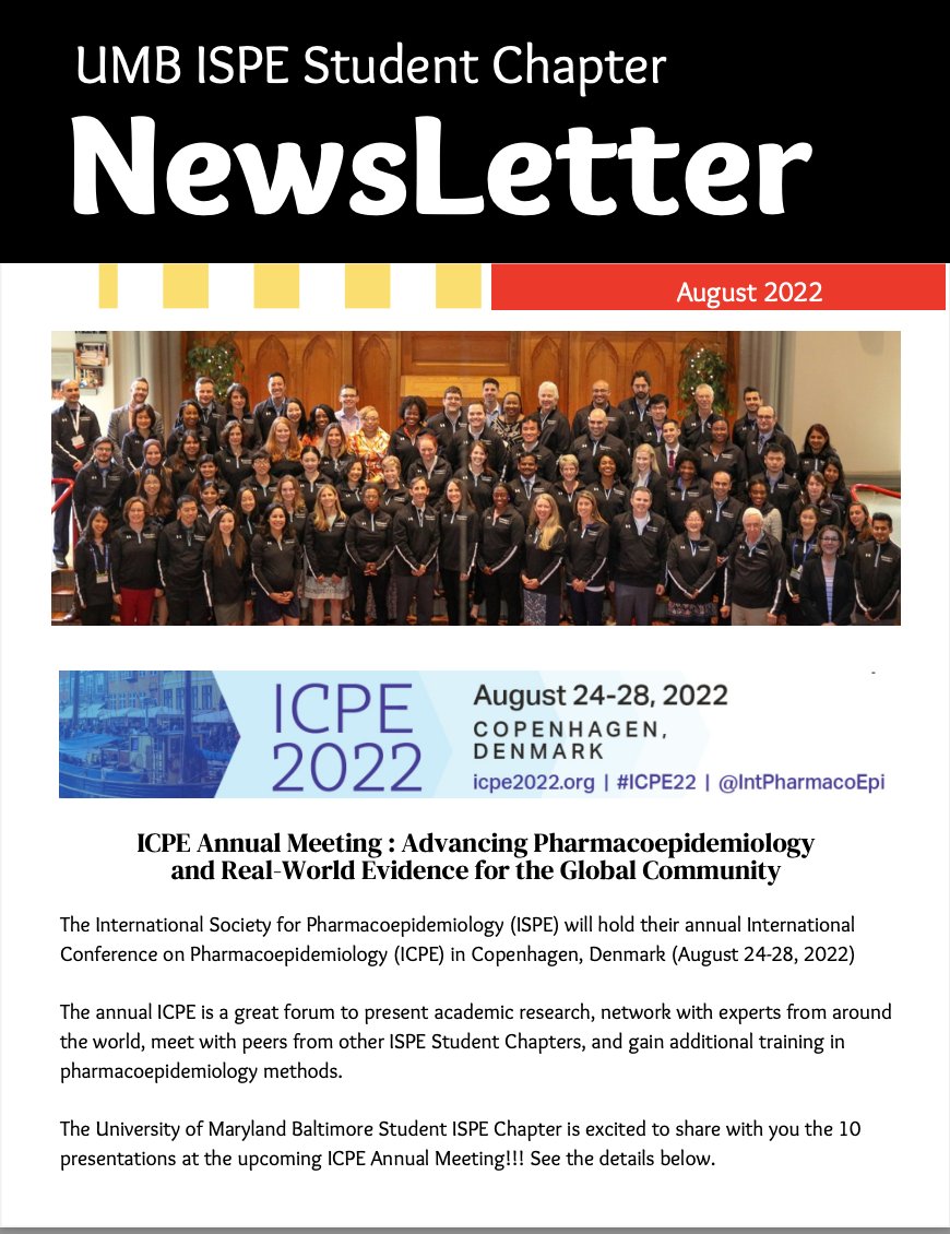 ISPE_UMB's tweet photo. Check out out new newsletter and see what's new at the UMB student ISPE chapter! https://t.co/M8FPJKd2xH
