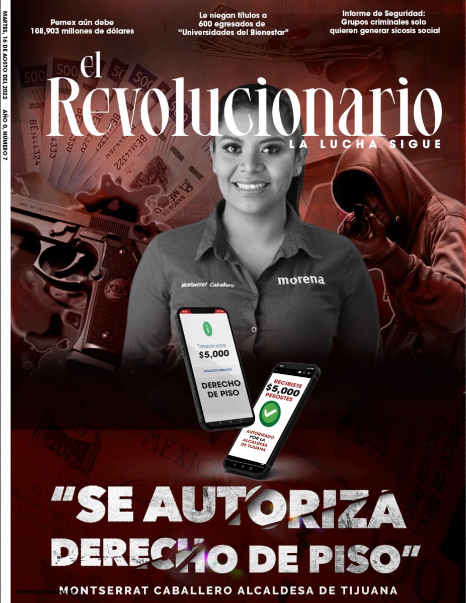 Antiguarevo's tweet photo. #PortadaDelDía | Se autoriza el derecho de piso.

La terrible declaración de alcaldesa de #Tijuana deja ver que para Morena…  no pasa nada mientras el crimen "se porte bien".

Más portadas en 👇🏼

https://t.co/pTqZx9eGta https://t.co/flZavcmDyj