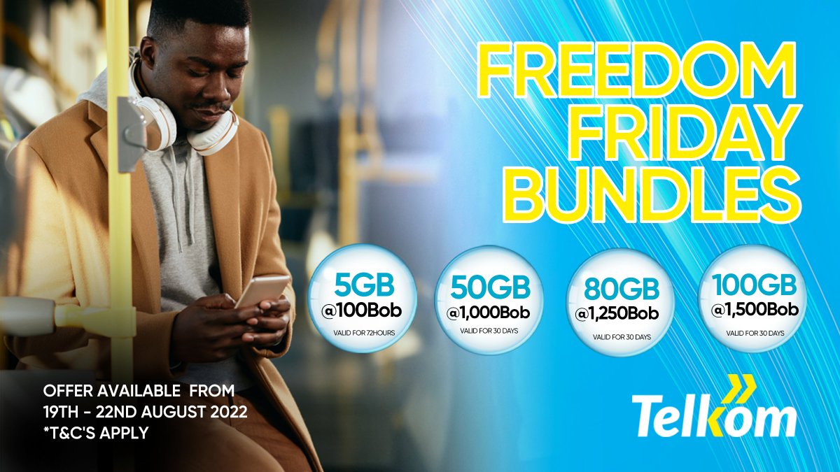 Telkom Kenya (@telkomkenya) on Twitter photo Mwezi imechapa corner, but not to worry #FreedomFriday inakusort na bundles. Get 5GB for 100 bob valid 72HRS or get 50GB for 1K ukae sorted 30 days. Get  the weekend started by dialling *544*0# 😎 na weekend katambe! Mwezi imechapa corner, but not to worry #FreedomFriday inakusort na bundles. Get 5GB for 100 bob valid 72HRS or get 50GB for 1K ukae sorted 30 days. Get  the weekend started by dialling *544*0# 😎 na weekend katambe!