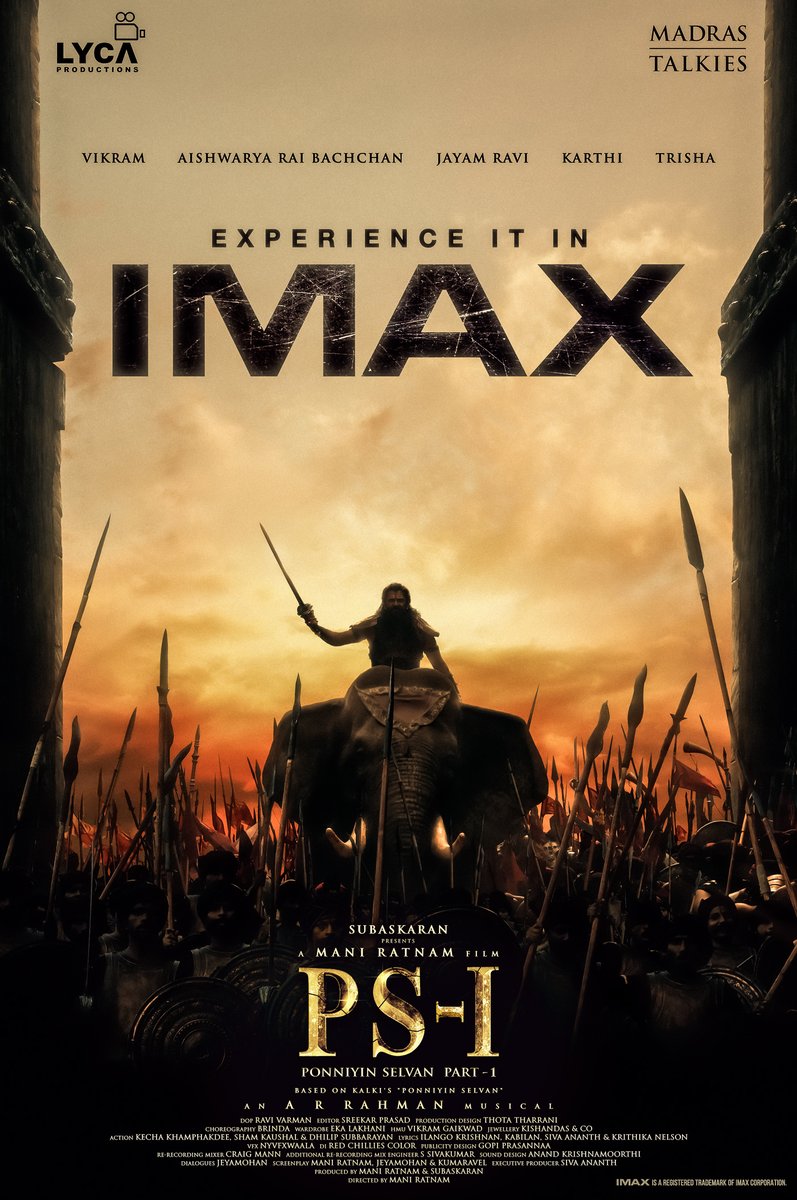 LycaProductions's tweet photo. Grand gets Grander! 🤩
Experience #PS1 🗡 in IMAX, the first Tamil film to come out in IMAX!
In theatres on 30th September!

#PonniyinSelvan #ManiRatnam #ARRahman @madrastalkies_ @LycaProductions @arrahman @tipsofficial @Imax https://t.co/aj5VJdQu1O