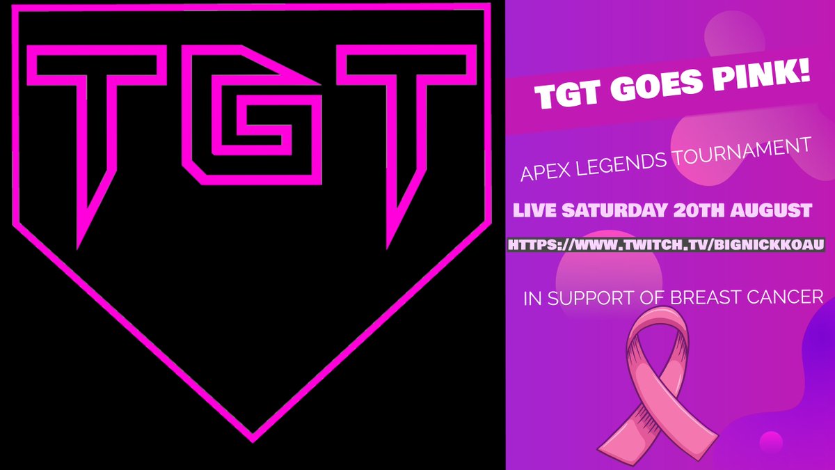 Be sure to jump in on our amazing event this weekend in support of breast cancer! donation links and Giveaways live in stream! this Saturday the 20th!
Join our TGT tourney host <a href="/BignickkoAU/">BigNickkoAU</a> for all the fun!
love yas!