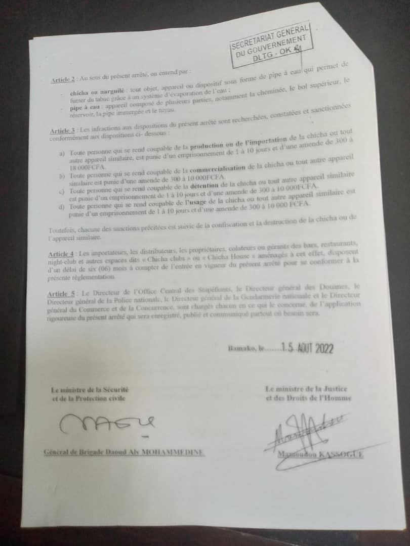 JourDuMali's tweet photo. #Mali #Interdiction #Excitants #narguilé #Chicha
Le gouvernement interdit la consommation et la commercialisation de la chicha dans tout le pays. https://t.co/rYvGTgzEtd